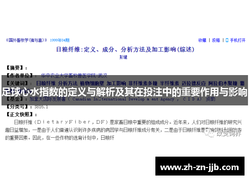 足球心水指数的定义与解析及其在投注中的重要作用与影响